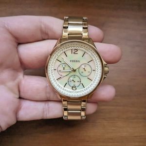 Gold Pearl Fossil Women's Watch Multifunction